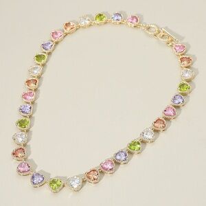 Multicolor Heart-Shaped Gemstone Necklace
